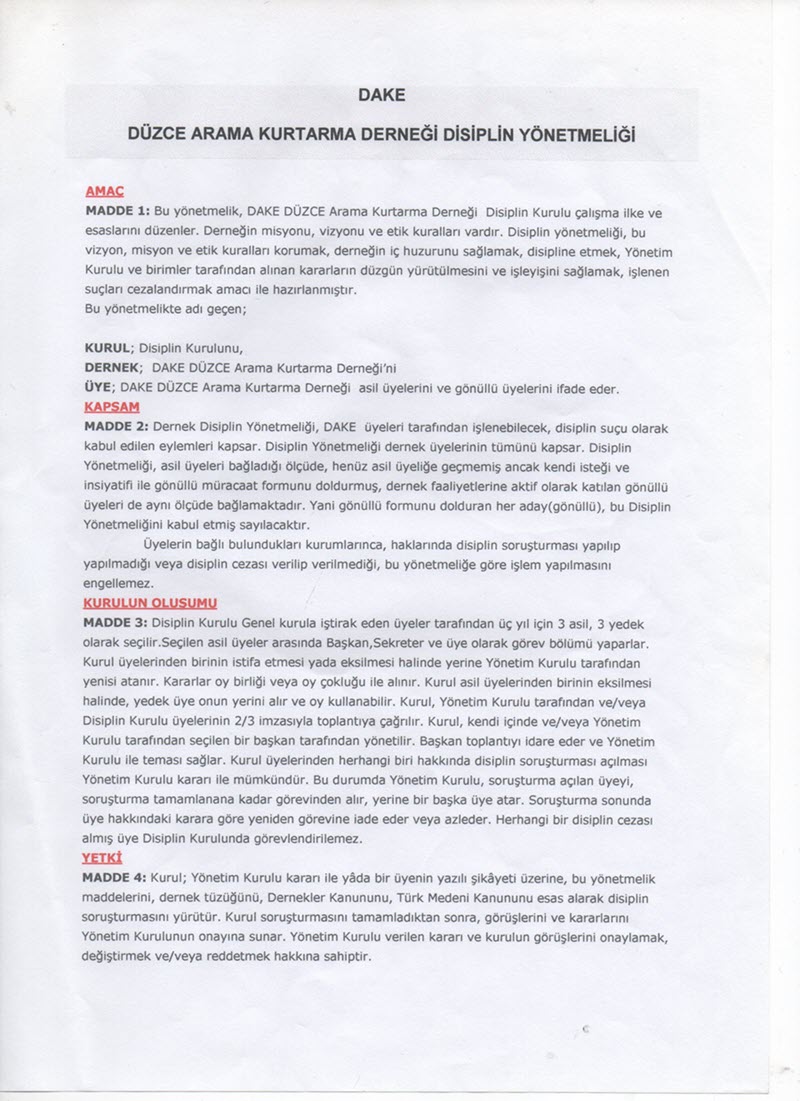 DAKE Disiplin Y&ouml;netmeliği 1(1)